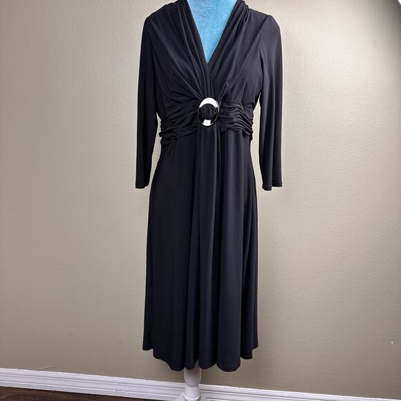 Jones of New York Dress Black Women 14 knee length ruched - Picture 5 of 14